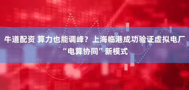 牛道配资 算力也能调峰？上海临港成功验证虚拟电厂“电算协同”新模式