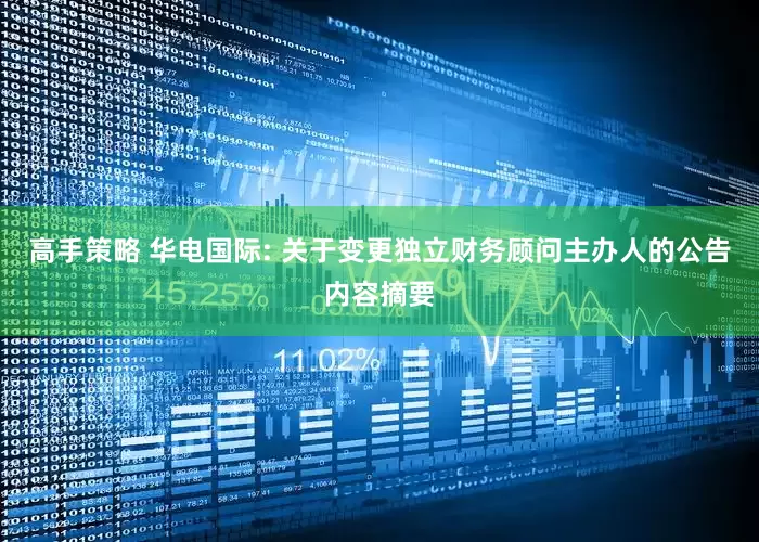 高手策略 华电国际: 关于变更独立财务顾问主办人的公告内容摘要